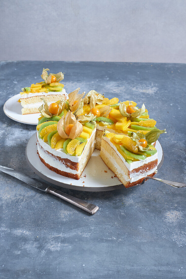 Exotic fruit tart, gluten-free