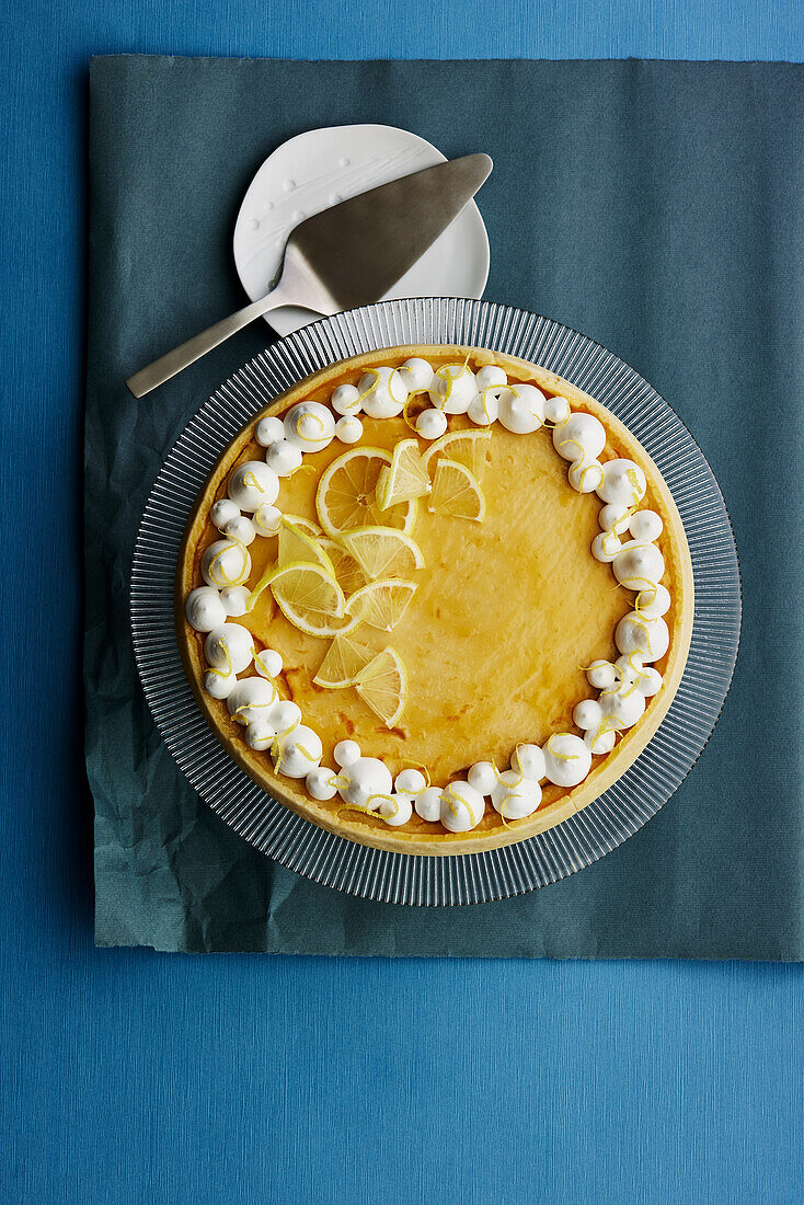 Lemon cake with soy cream