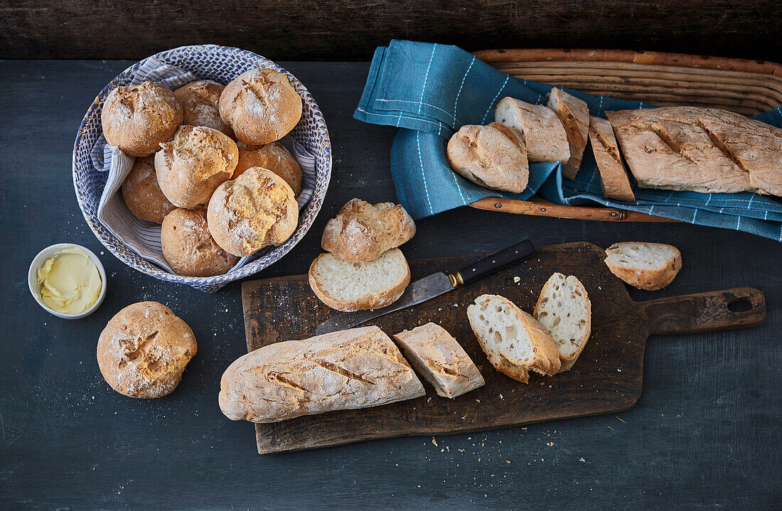 Simple rolls and baguettes