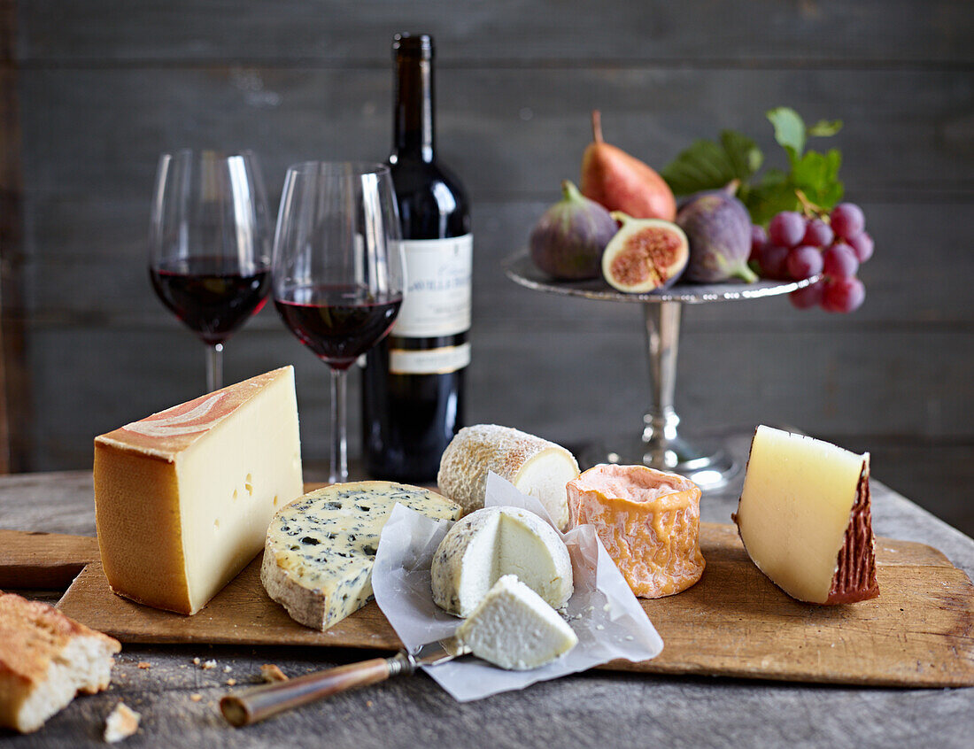 Cheese board and red wine