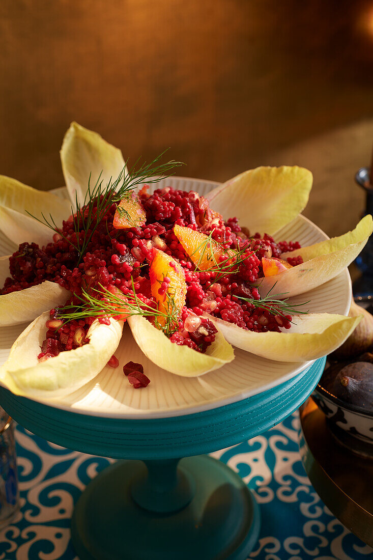 Pink couscous salad