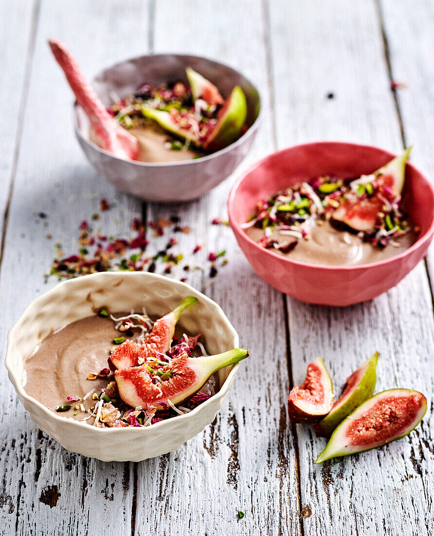 Banana and tahini pudding with confetti