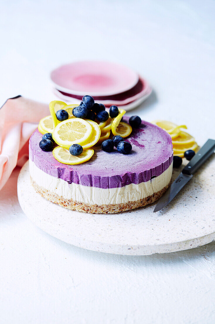 Raw blueberry lemon cheesecake