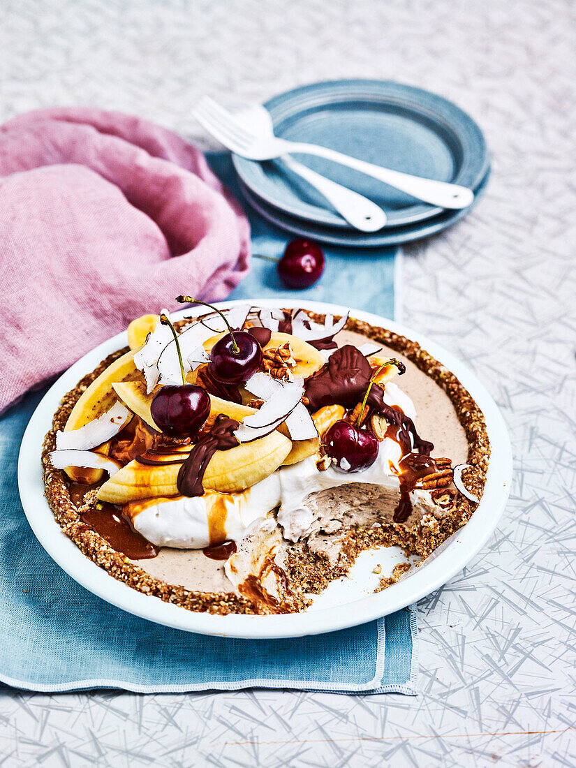 Coconut and banana split pie