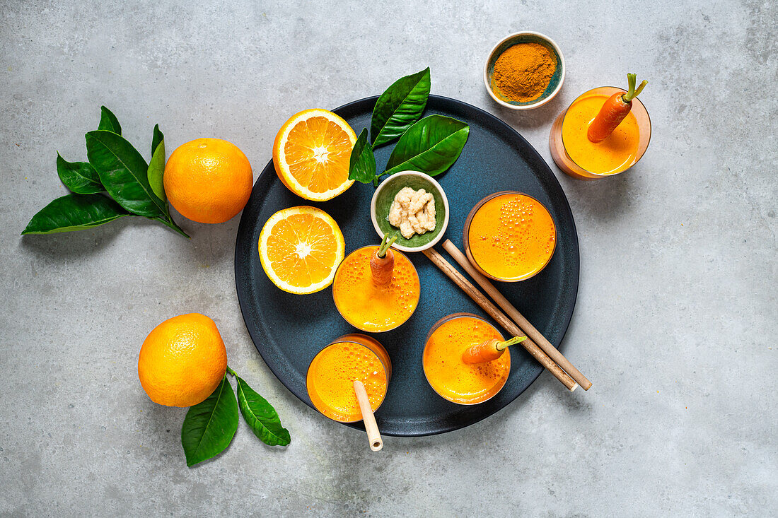 Orange and carrot juice with ginger and turmeric