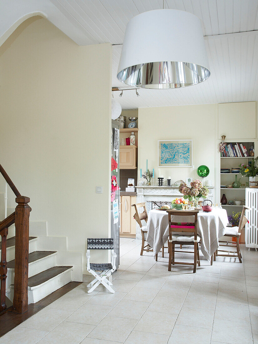 Open plan hall and dining room