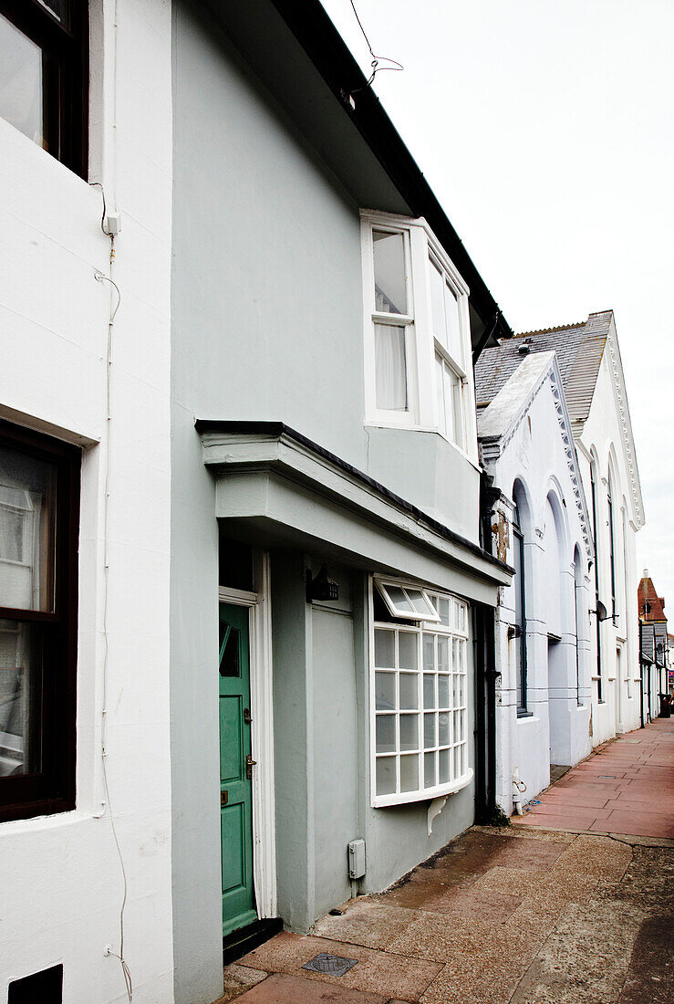 Painted exterior of Brighton terraced house East Sussex, England, UK