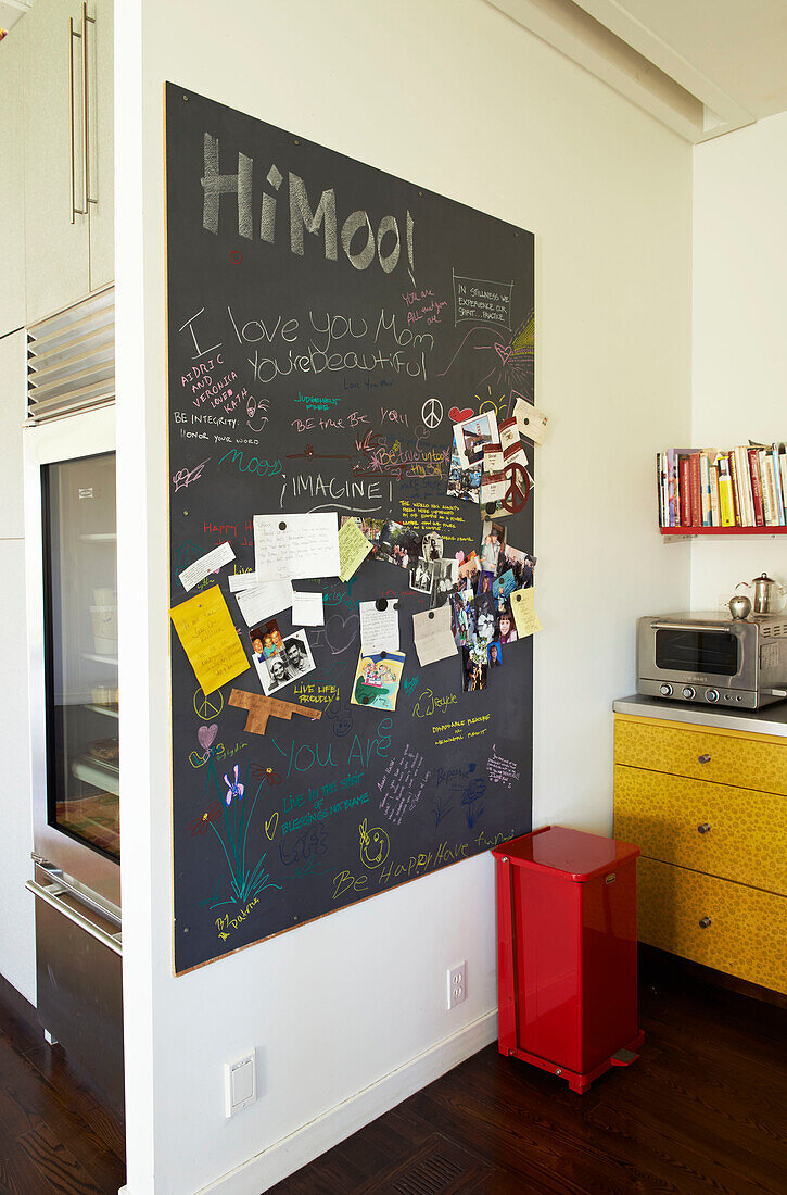 Chalkboard in kitchen of Sheffield home, Berkshire County, Massachusetts, United States