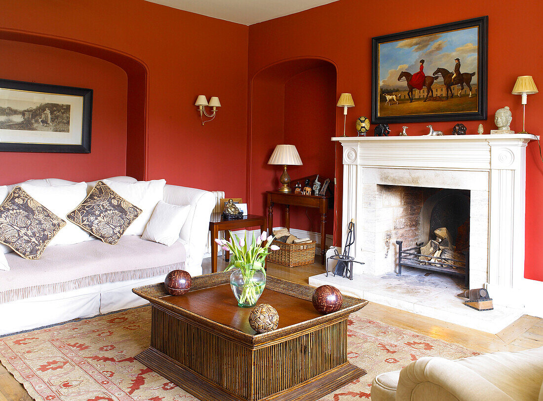 Living room with fireplace