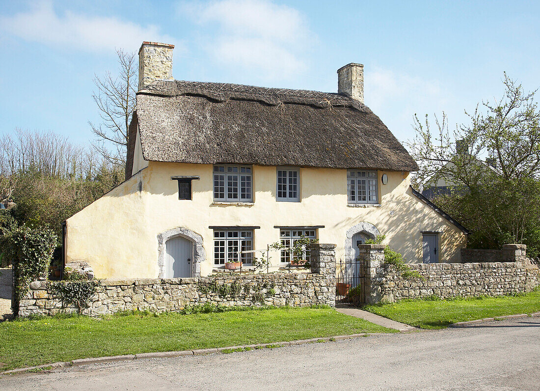 Thatched cottage exterior Wales, UK