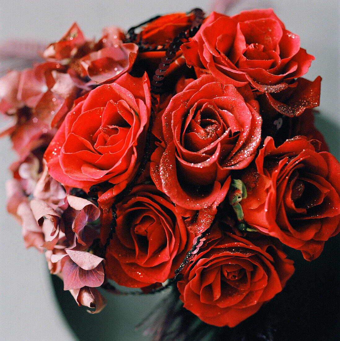 Vase of fresh red roses