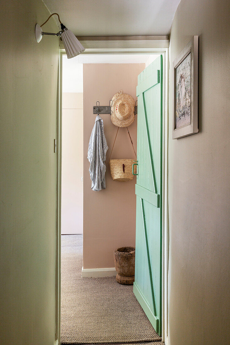 View through open doorway in Cirencester home Gloucestershire UK