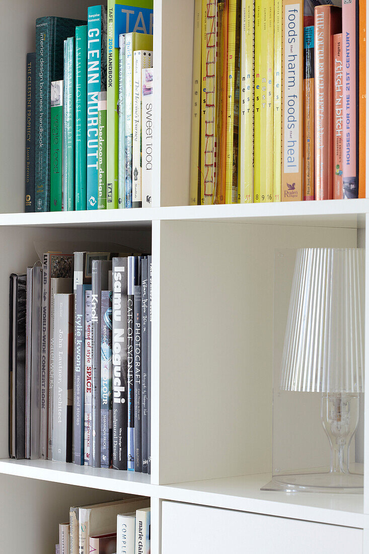 Bookeshelf and lamp in Sydney apartment Australia