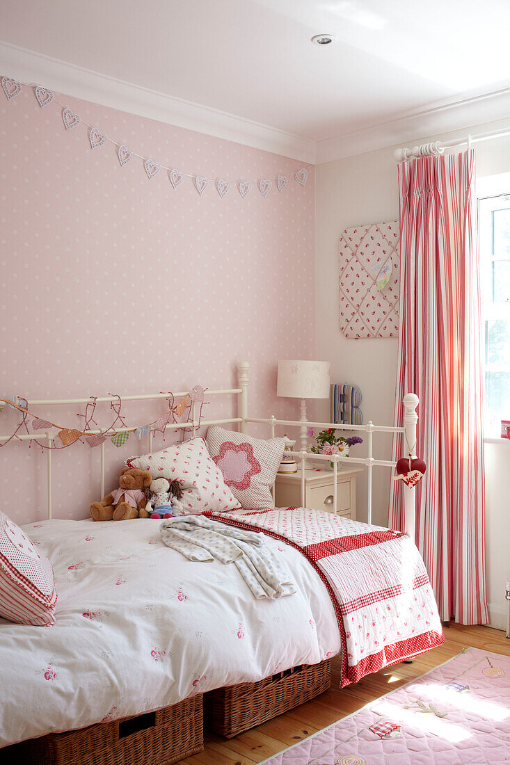 Daybed in girls room of Bembridge beach house, Isle of Wight, England, UK