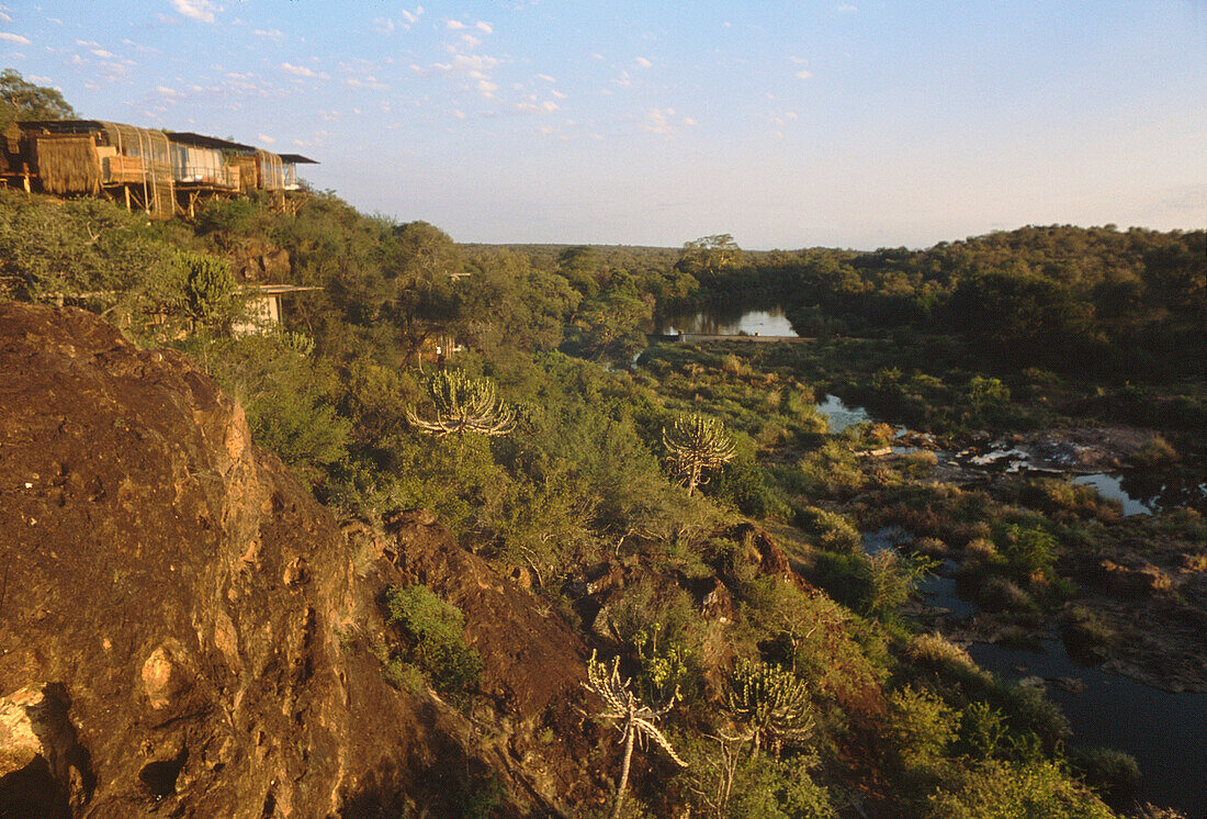 View of lodge and river from mountain