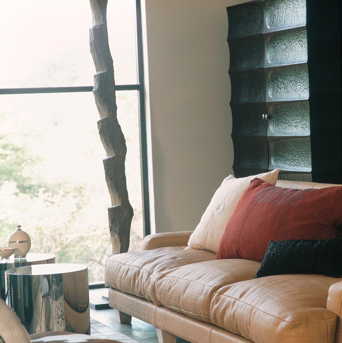 Leather sofa in living room