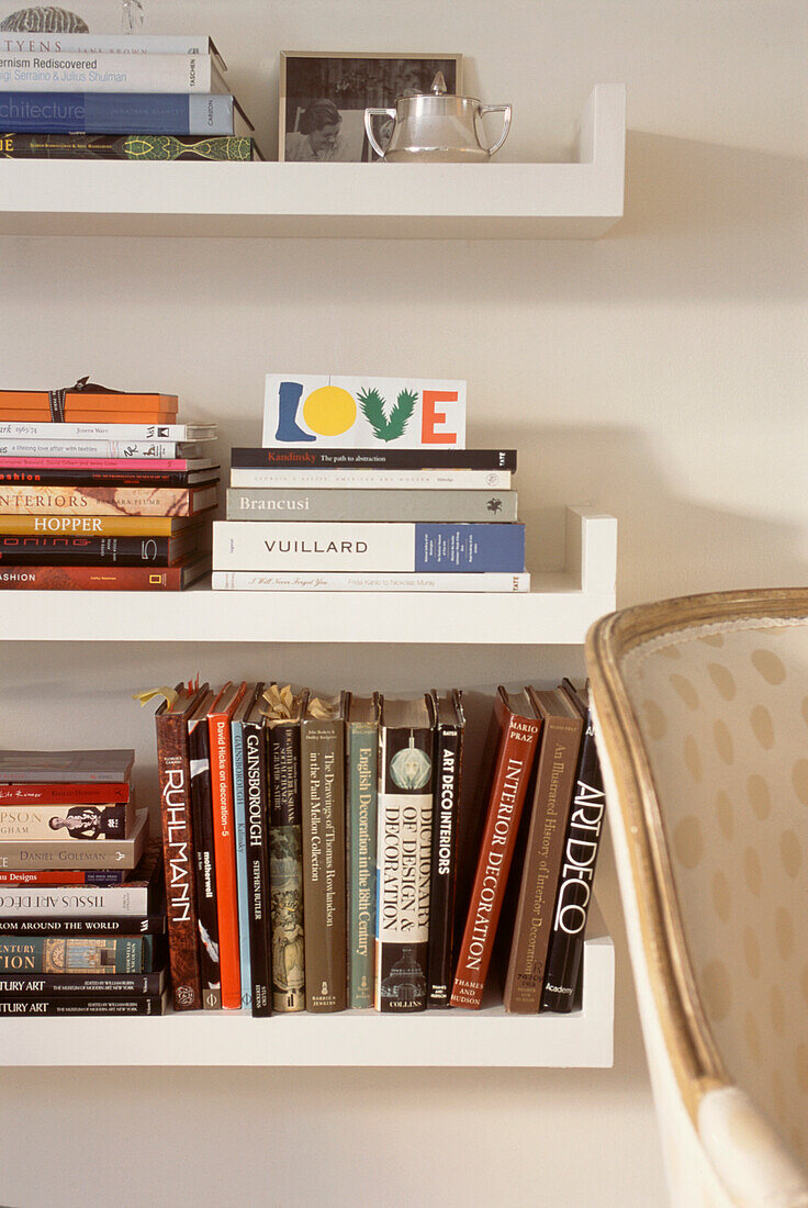 Book shelf with detail of art books