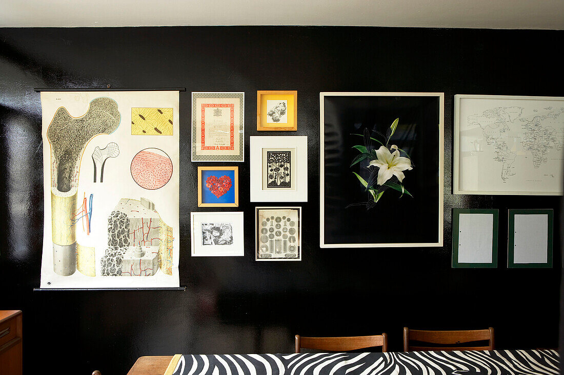 Collection of modern art in modern interior