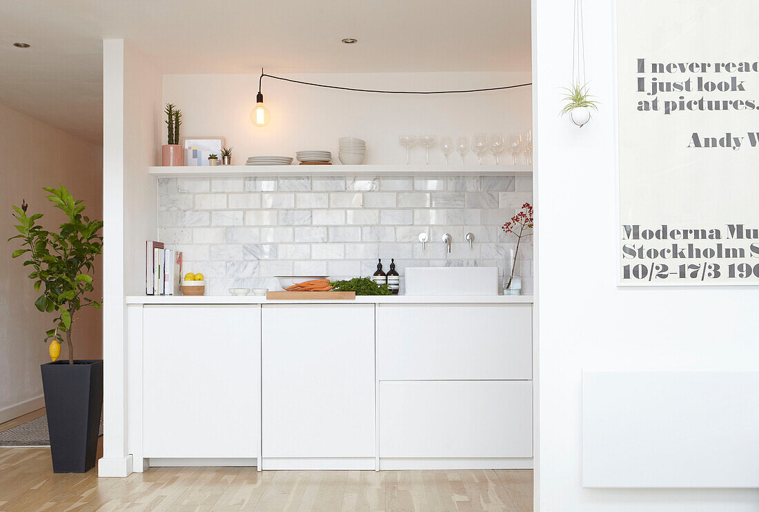 Fitted kitchen in open plan London apartment  UK