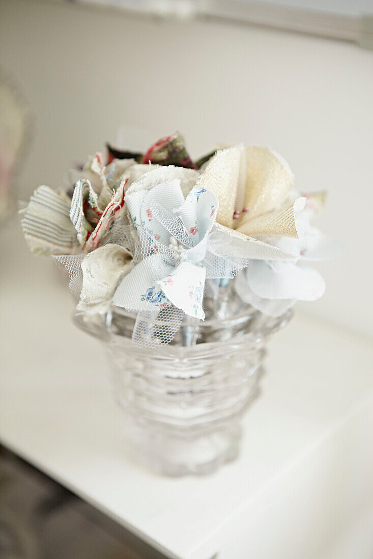 Fabric flowers in Faversham home,  Kent,  UK