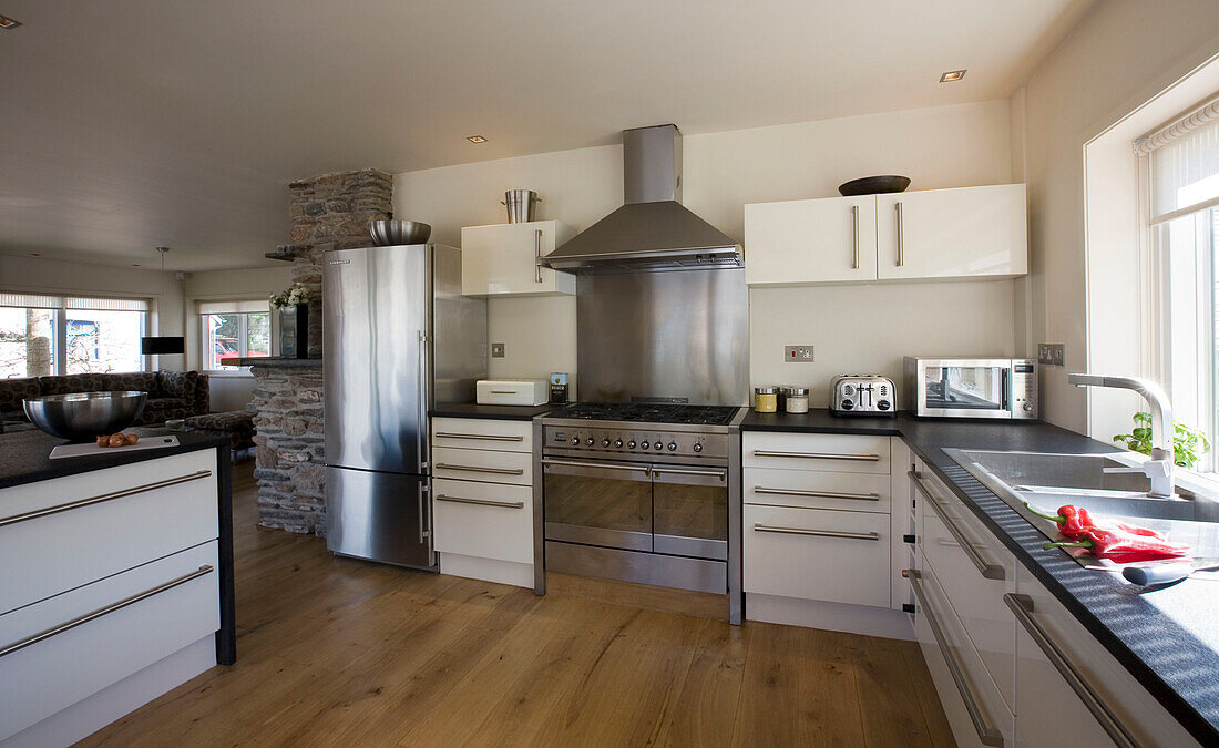 Contemporary open plan living dining and kitchen area