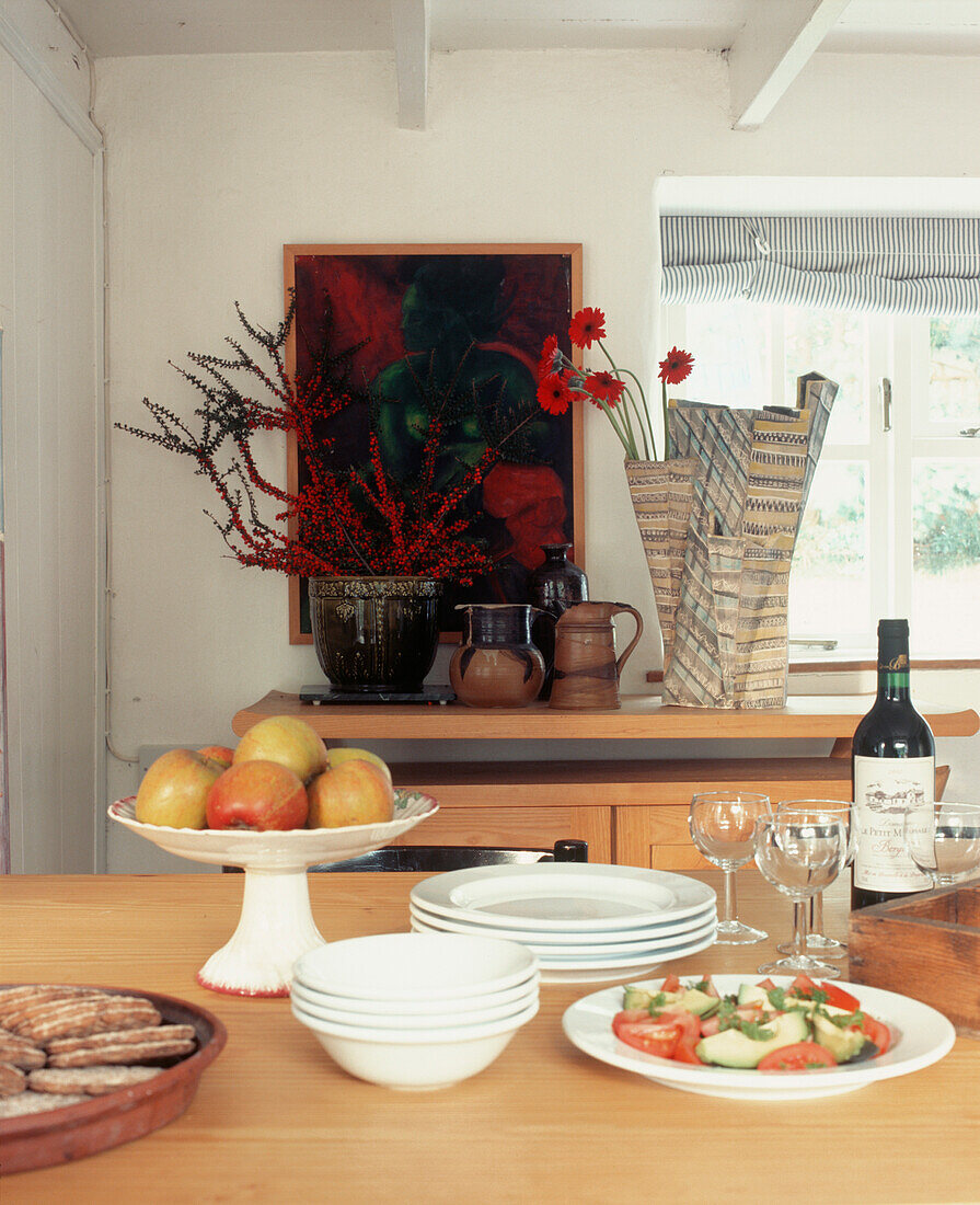 Lunch time table setting in dining room