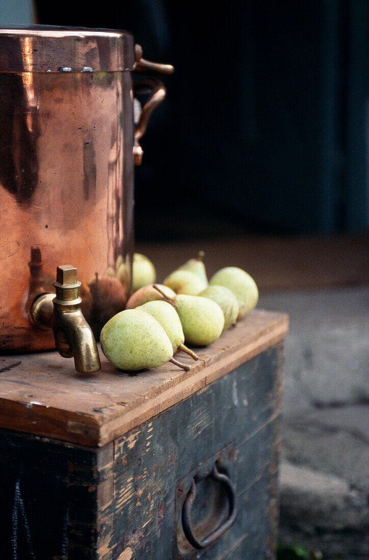 Tap fitting and pears on copper water tank