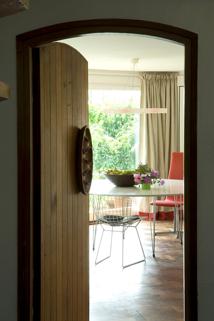 View on the dining room through open doors