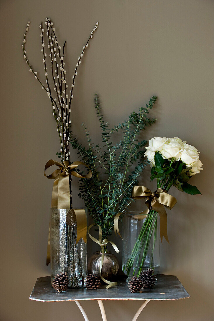 Flower display on a side table