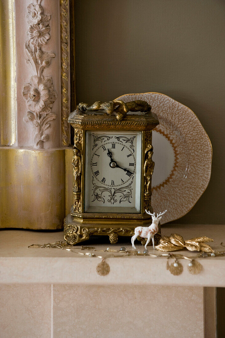 mantelpiece with carriage clock