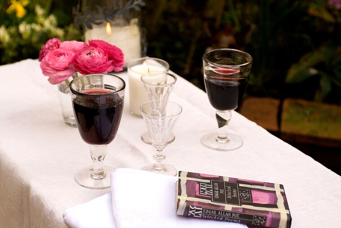 Still life on garden table