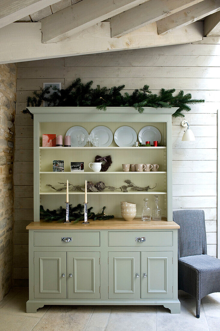 Homeware on kitchen dresser in Wiltshire farmhouse