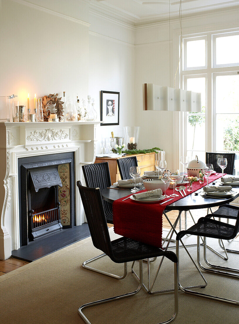 Dining table set for Christmas lunch