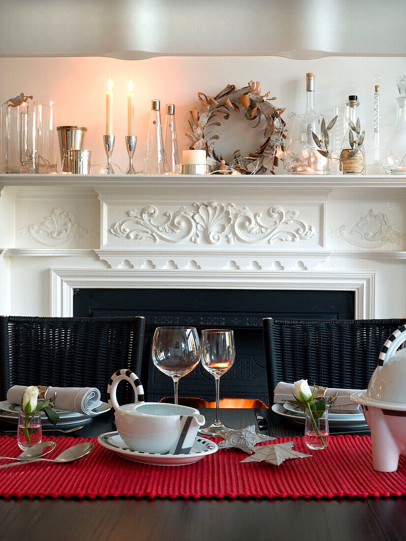 Dining room table set for Christmas lunch