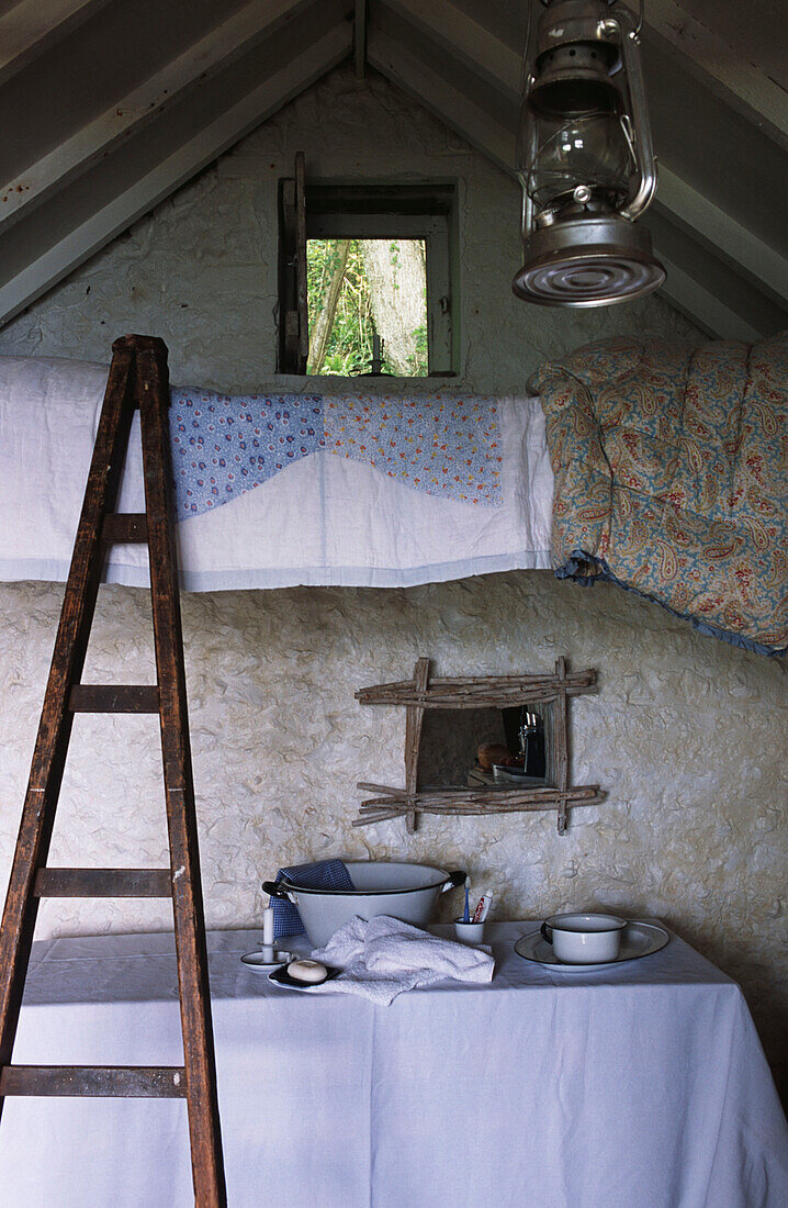 Old fashioned hut interior