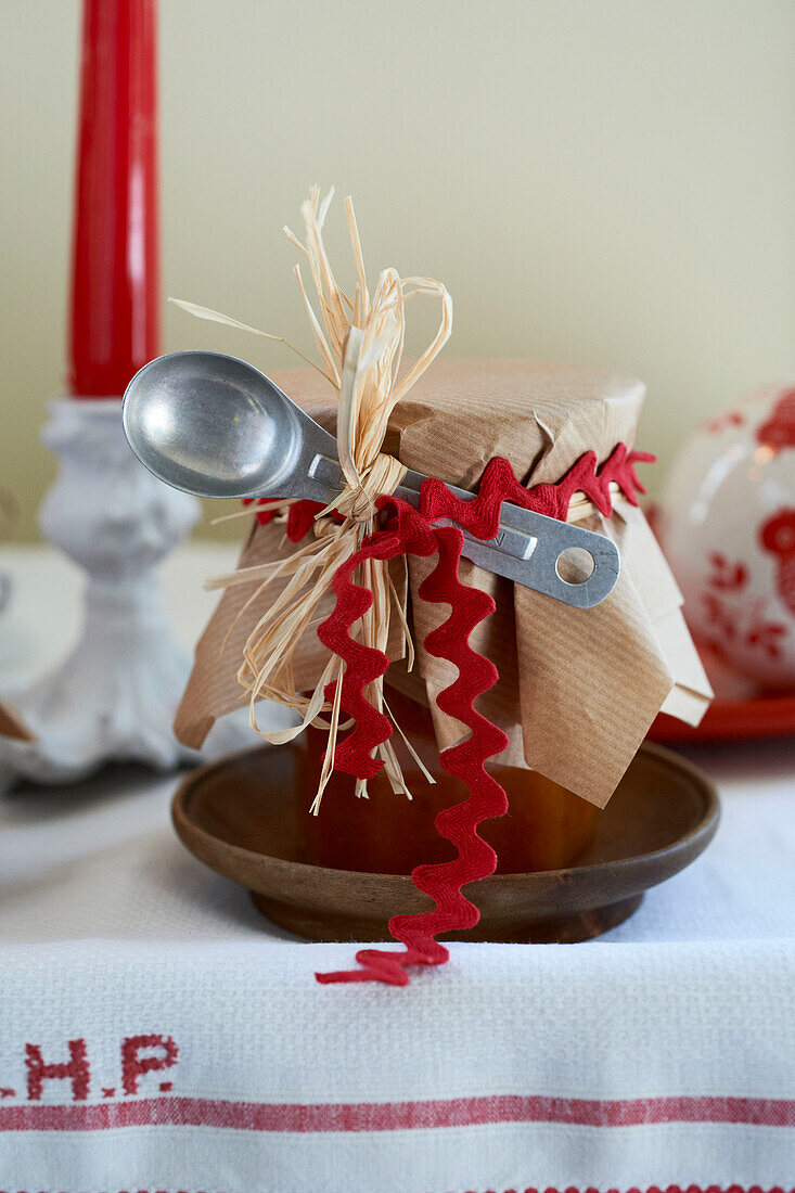 Personalised jam gifted with spoon