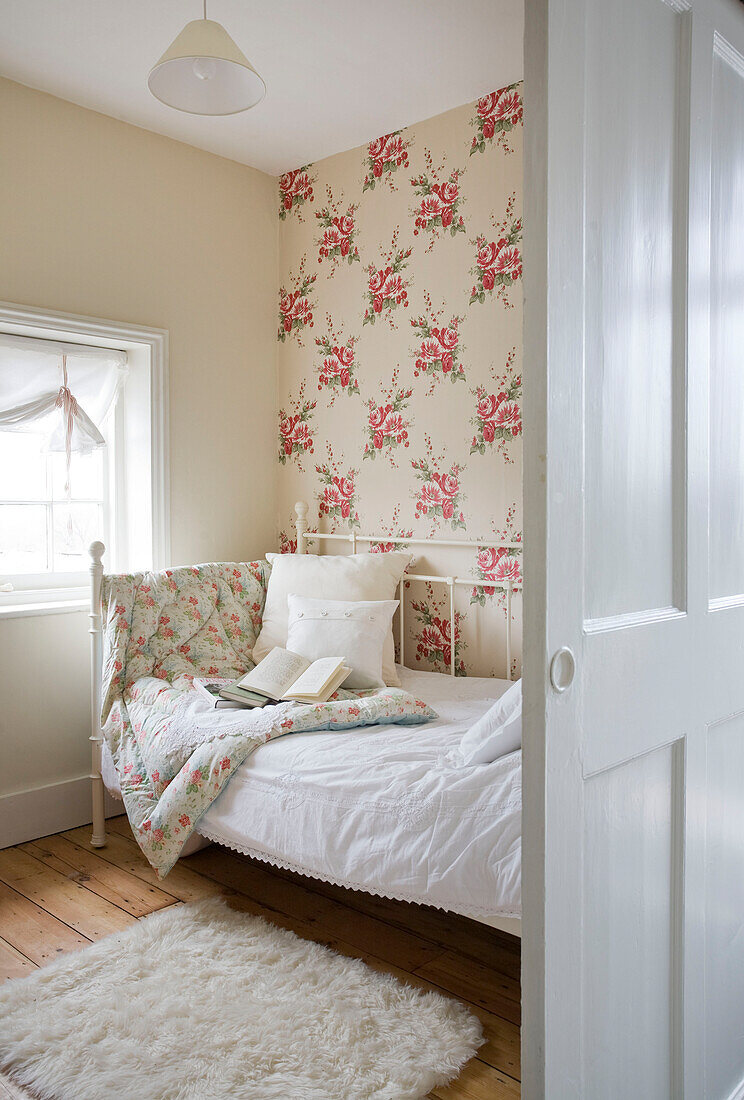 Day bed in small room of Tenterden home, Kent, England, UK