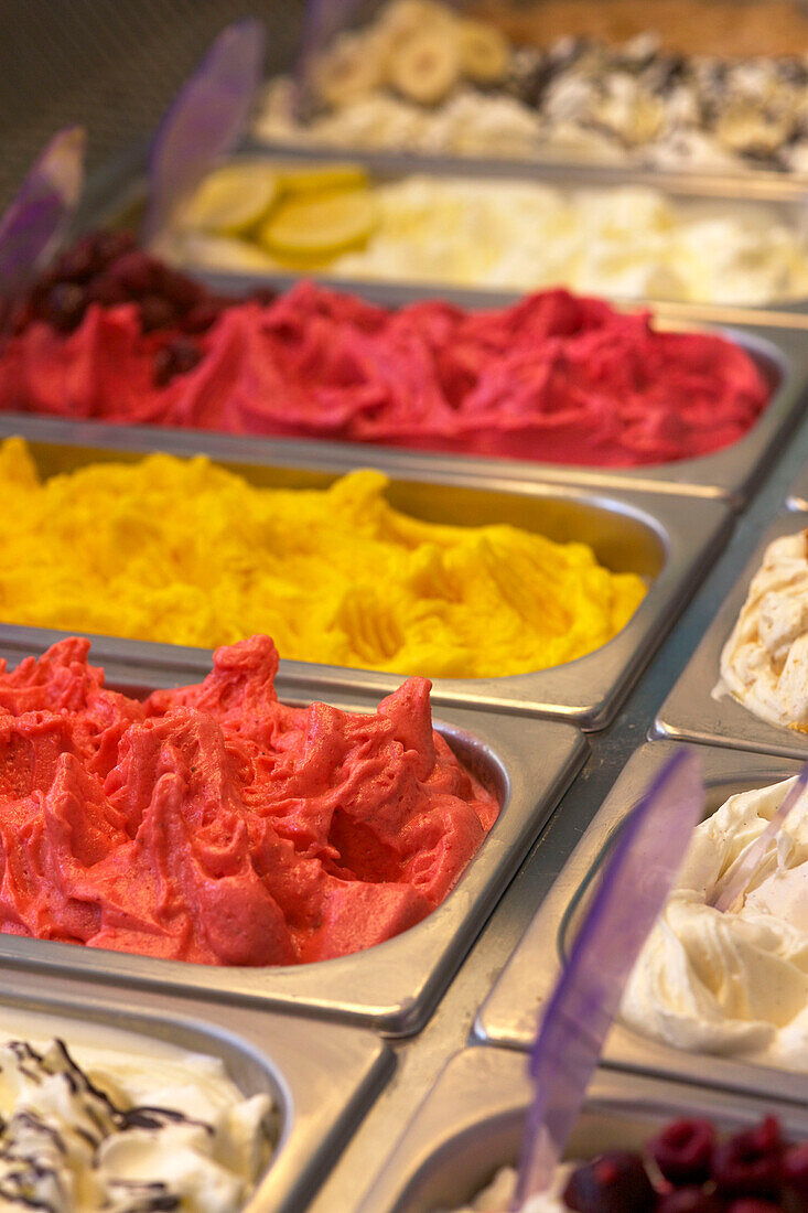 Variety of ice cream in Brighton Sussex England UK