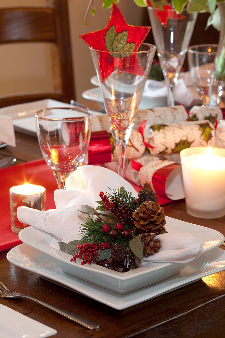 Personalised place setting on Christmas table Sussex UK