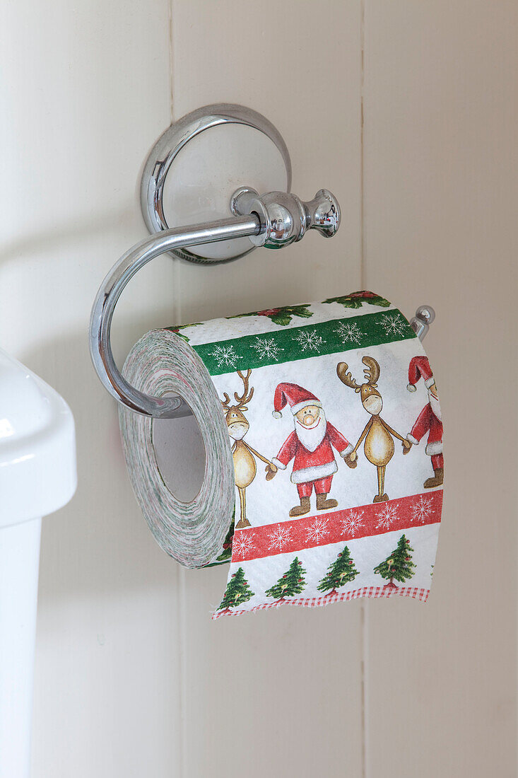 Novelty Christmas toilet paper in Sussex home UK