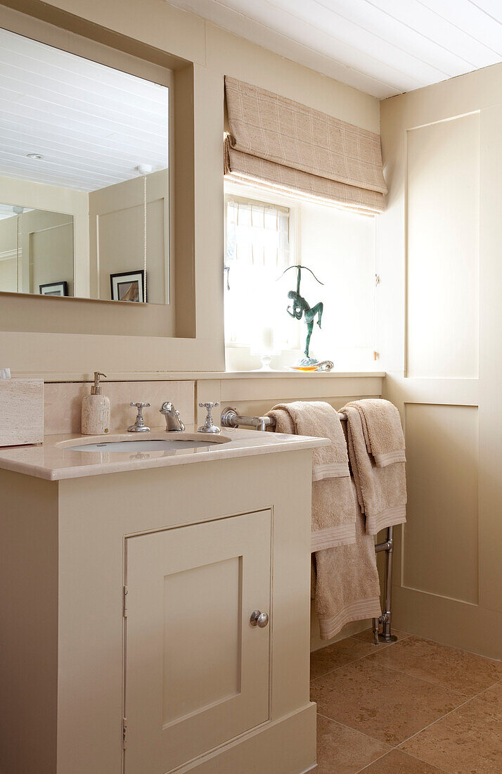 Wash stand and mirror on London houseboat