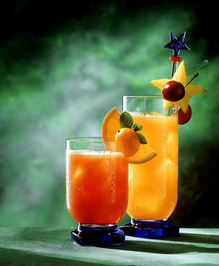 Two Rum Cocktails with Garnish