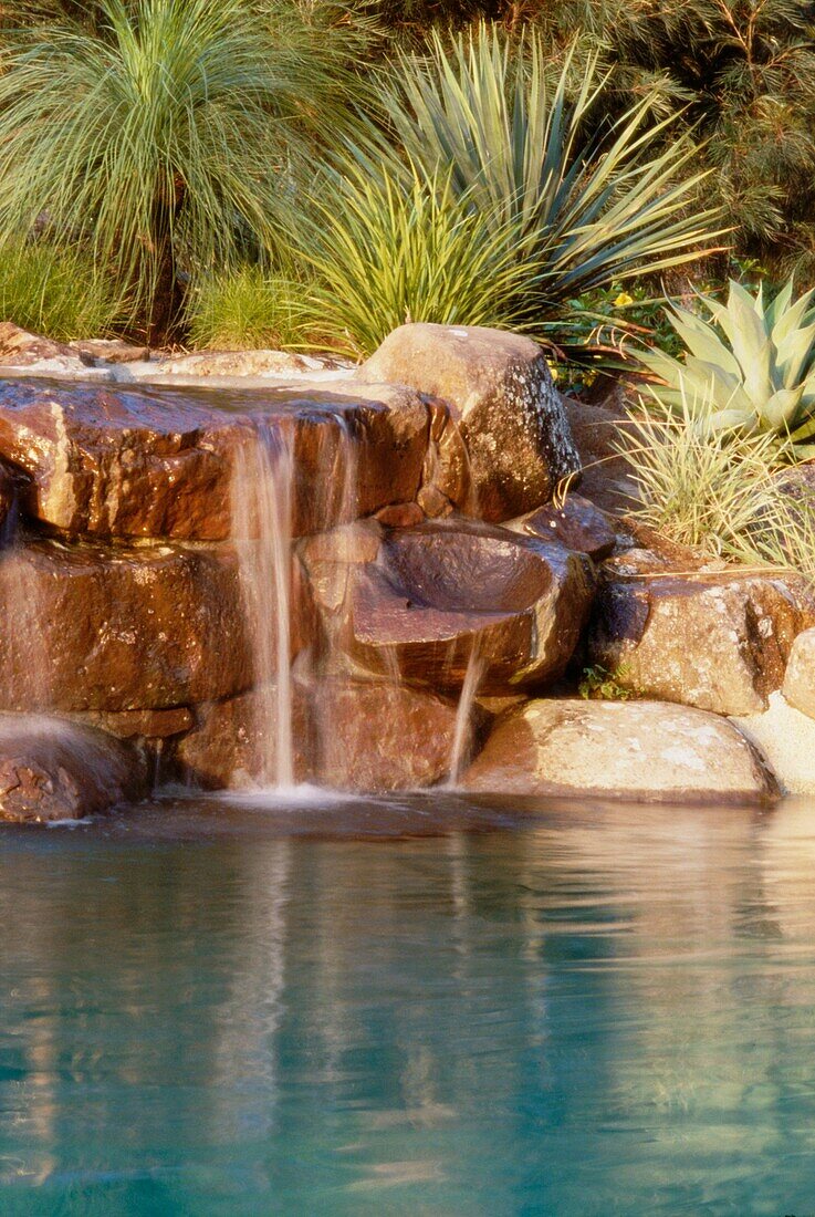 Waterfall in swimming pool