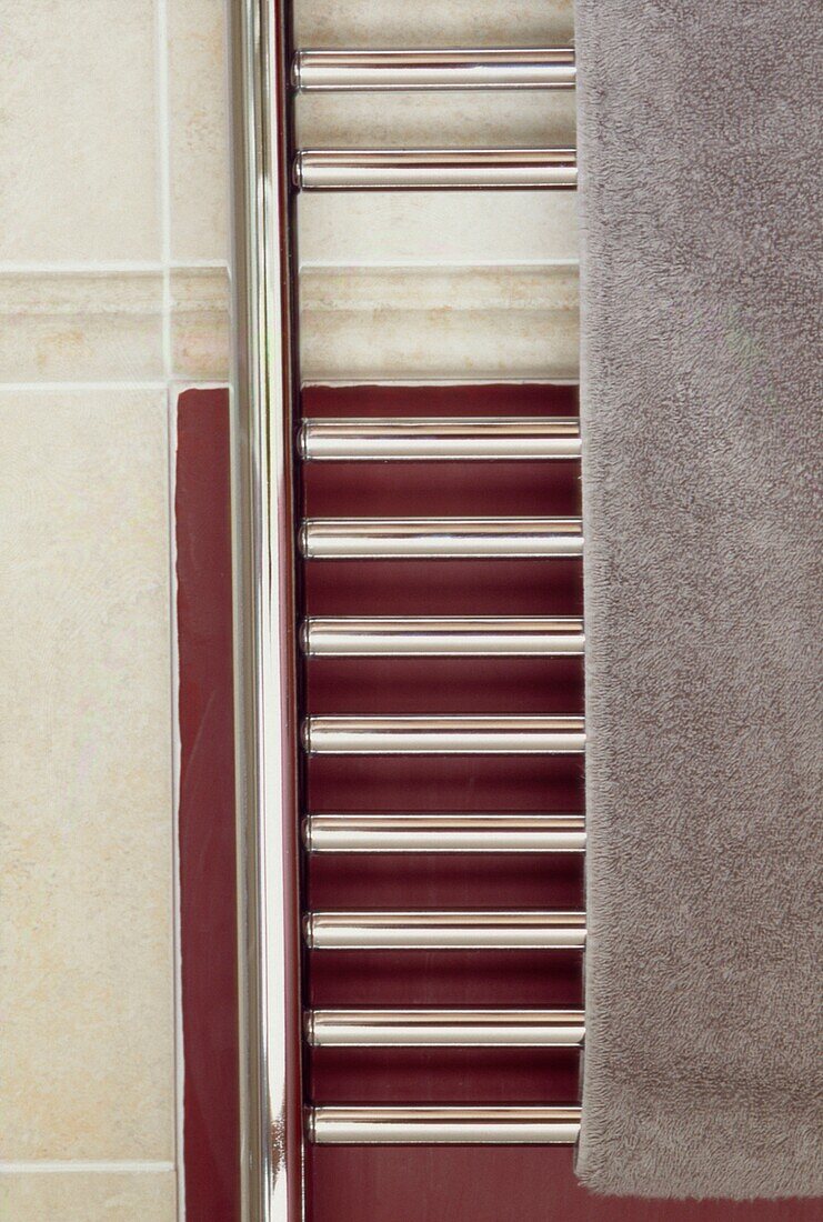 heated towel rail in bathroom