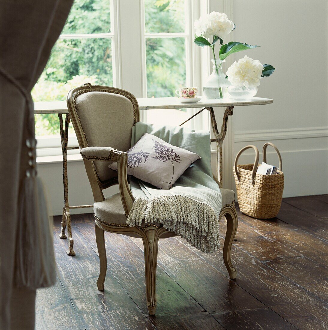 Upholstered vintage chair in a living room