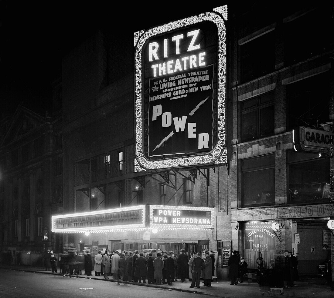Outside of the Ritz Theatre during the run of the play Power