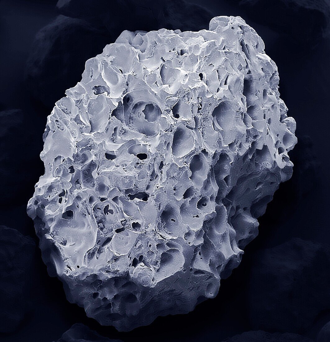 Volcanic black sand grain, SEM