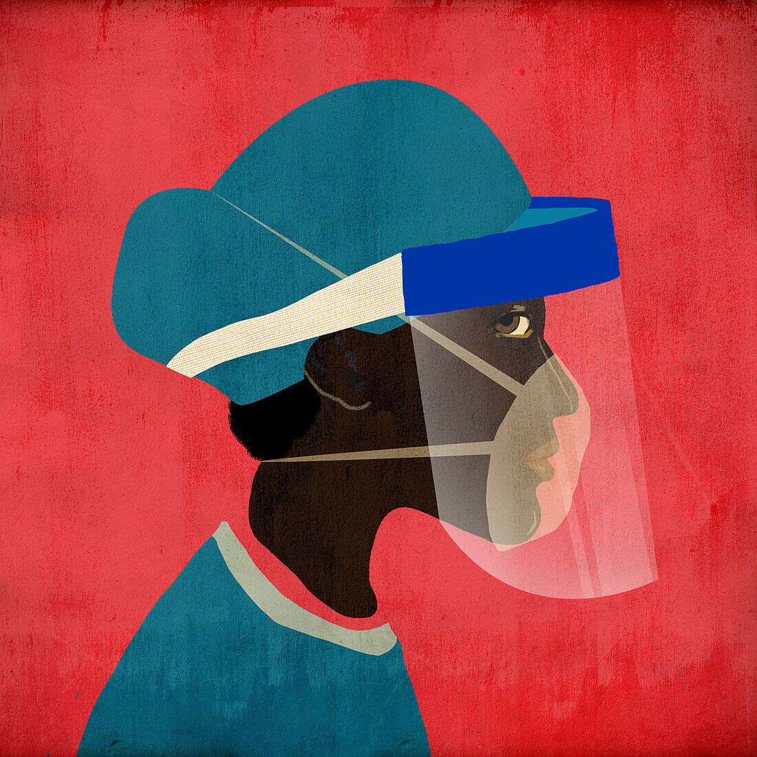 Doctor wearing a face mask and face shield, illustration