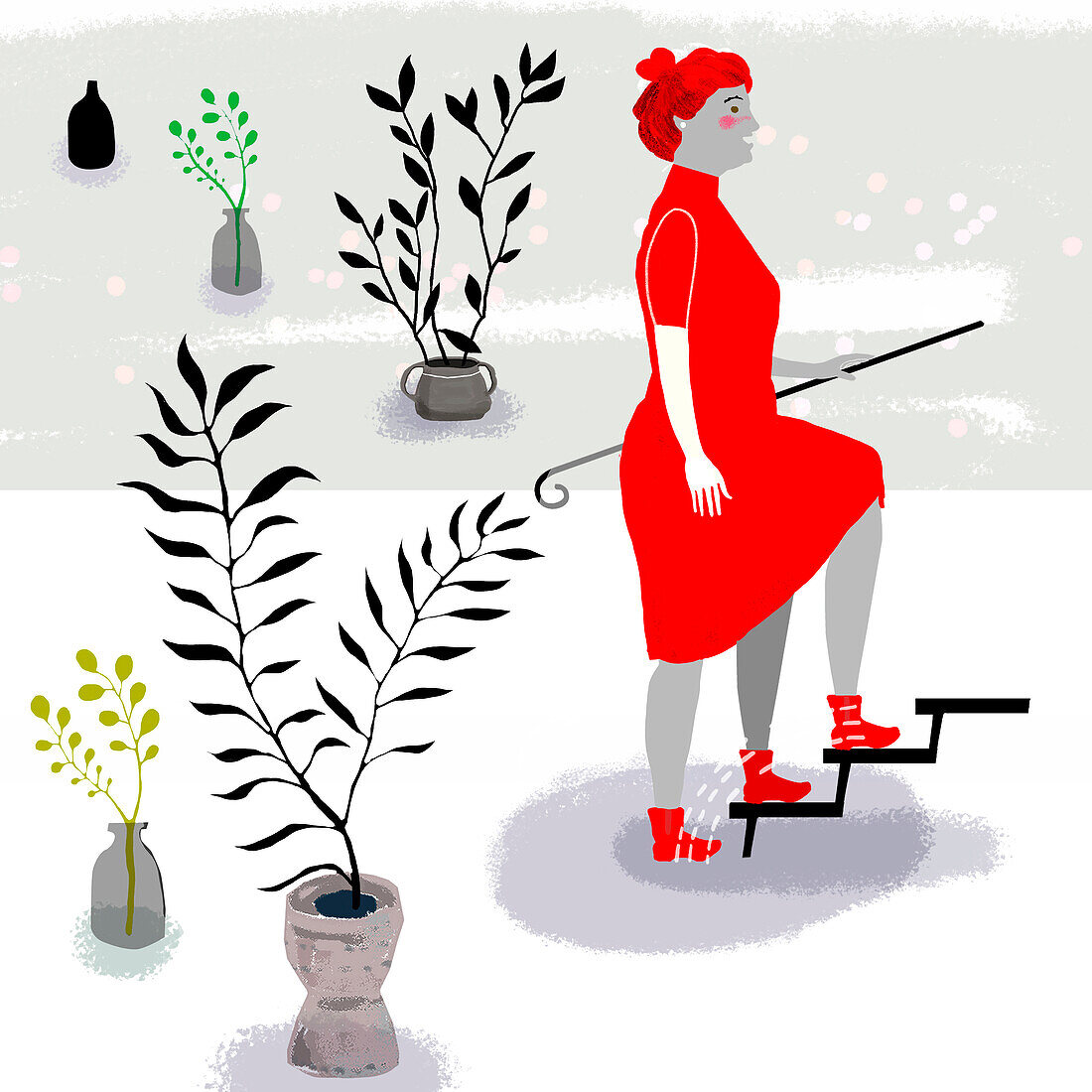 Woman exercising at home, illustration