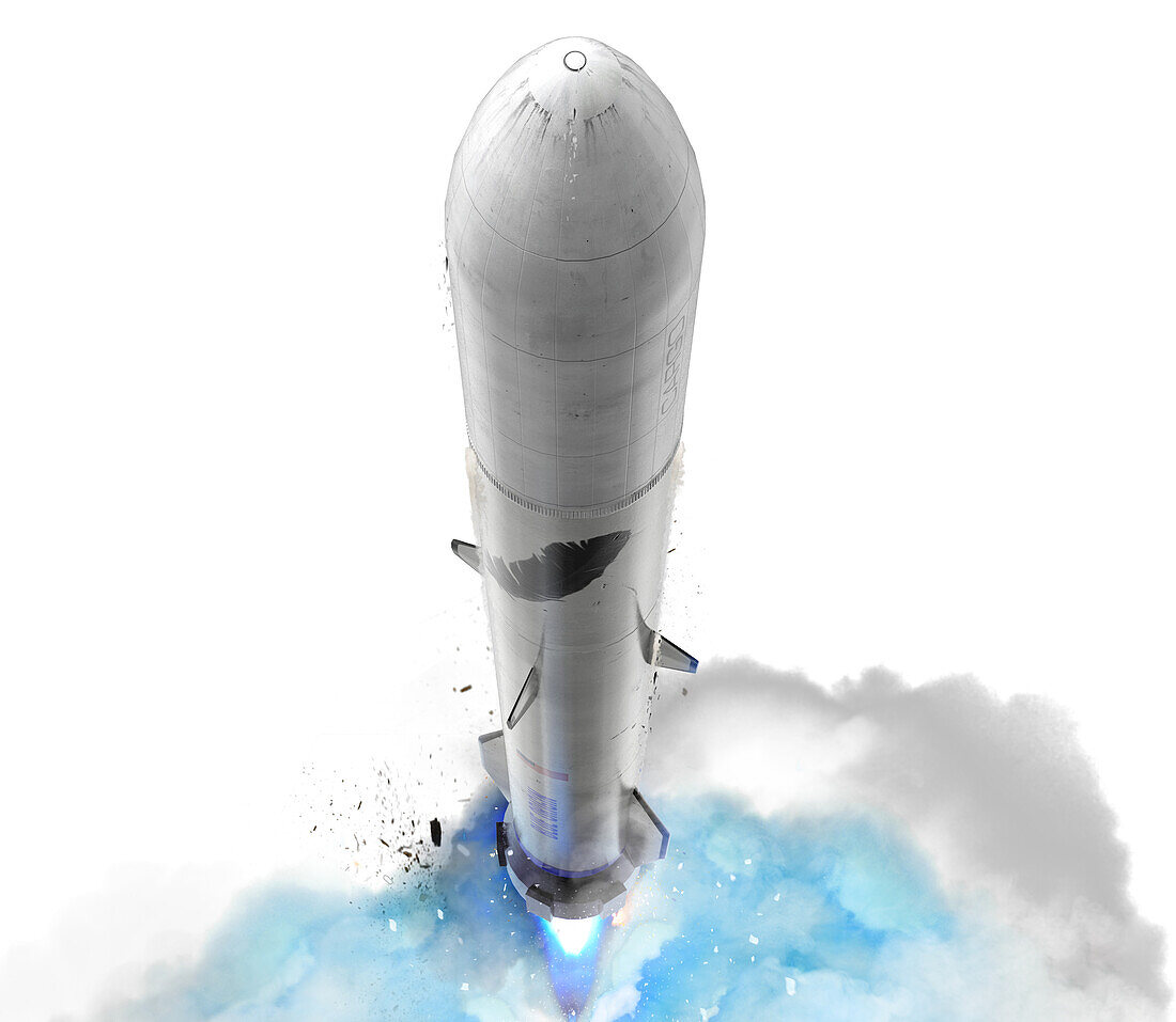 Blue Origin's New Glenn rocket launching, illustration